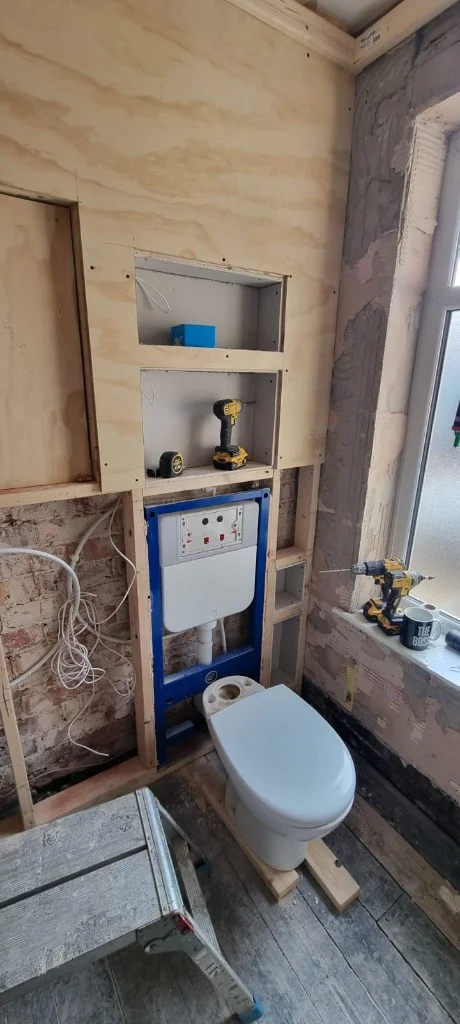Bathroom renovation in progress in Blyth — work in progress photo 1
